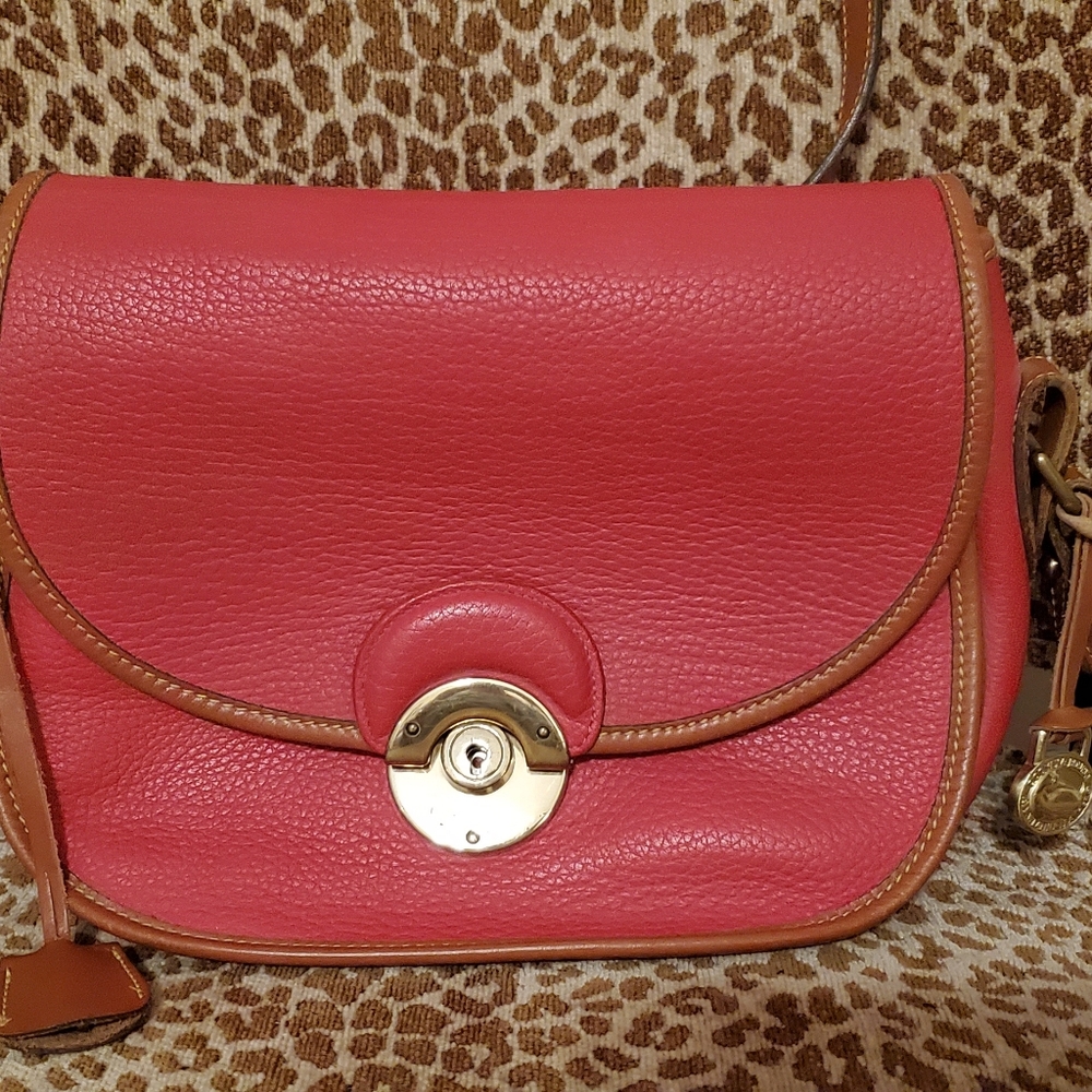 Vintage Dooney & Bourke Red Shoulder Bag with Lock